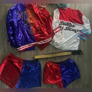 Harley Quinn Costume Set - Red, Blue, White